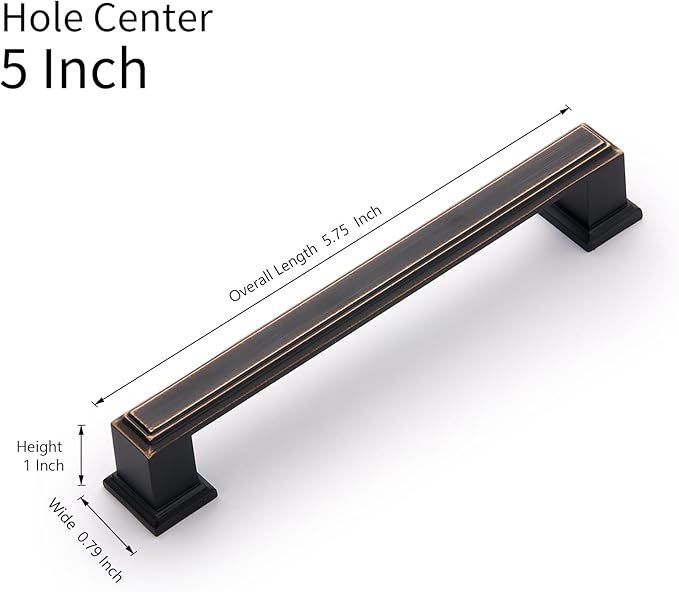 10 Pack 5 Inch(128mm) Hole Center Oil Rubbed Bronze Modern Cabinet Pulls Kitchen Cabinet Handles Kitchen Cabinet Hardware Timeless Drawer Pulls for Dresser Cupboard Wardrobe, ORB(5x10)