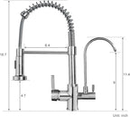 MENATT 3 in 1 Kitchen Faucet with Drinking Water Faucet, Pull Down Double Handle Filtration Kitchen Faucet Chrome (Without Water Filtration Device)