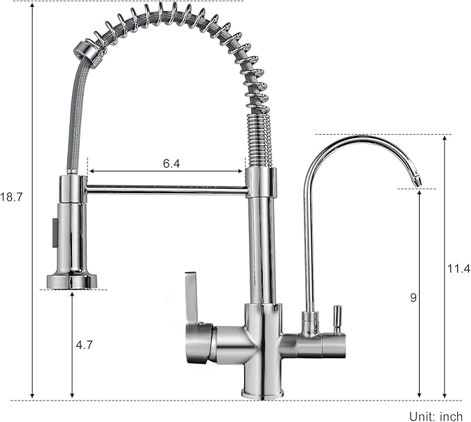 MENATT 3 in 1 Kitchen Faucet with Drinking Water Faucet, Pull Down Double Handle Filtration Kitchen Faucet Chrome (Without Water Filtration Device)