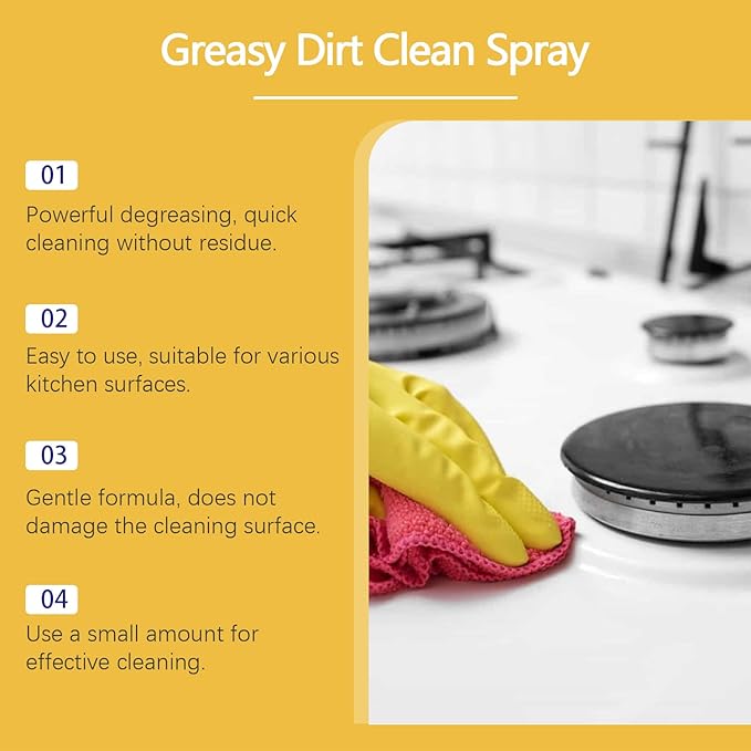 Greasy Dirt Clean Spray, Degreaser Cleaner Heavy Duty, Kitchen Cleaner, All Purpose Stain Removal Cleaners, Oven And Grill Cleaners Clean Up Kitchen Oil Stains(3, pc-120ml)