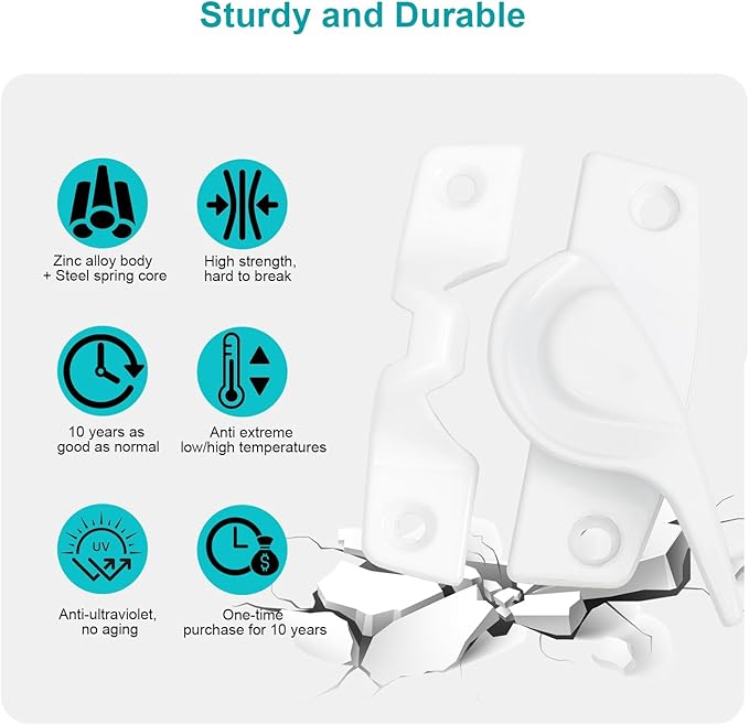 Metal Window Lock Replacement for Andersen Window Parts, Work with 200 Series Narroline Or 400 Series Tilt-Wash Double-Hung Window, White Sash Lock and Keeper