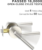 Asidrama 6 Pack Passage Brushed Nickel Door Handles, Door Lever with Door Knobs Indoor for Bedroom or Bathroom, Heavy Duty Door Handles Interior with Locks for Left Right Sided Doors