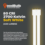 GoodBulb PLL36/827 | 36W 16.5" Twin Tube Compact Fluorescent Light Bulb | 4-pin 2G11 Base 2700K Soft White 2400 Lumen | 36000 Hour Long Life Biax | Pack of 10