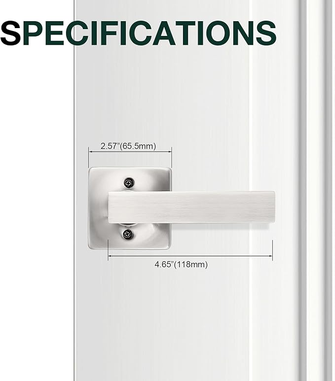 GOBEKOR 4 Pack Single Dummy Door Lever Handles - Brushed Nickel Half Dummy Door Levers Keyless Interior Closet Square Dummy Lever Handles