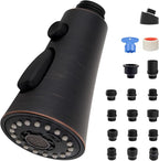 iFealClear Kitchen Faucet Head Replacement, 3 Modes Pull Down Faucet Spray Head Replacement Compatible with Moen Delta Kitchen Sink Faucet, 15 Adapters Available, Oil Rubbed Bronze