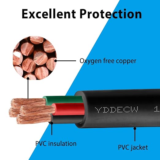 15ft 4/4 4 AWG Portable Power Cable (4 Conductor) - SOOW 600V 4 Gauge Electric Wire for Motor Leads, Portable Lights, Battery Chargers and Machinery - 4 Conductor - 15 Feet Electrical Cord