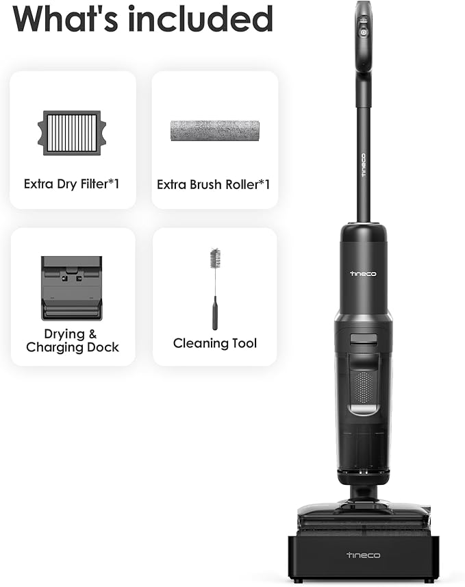 Tineco Floor One S7 Stretch Steam Cordless Wet Dry Vacuum Steam Mop All-in-One, 320℉ HyperSteam, 180° Lay-Flat, Anti-Tangle Design, FlashDry Self-Cleaning, Up to 80 Min Runtime