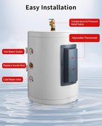 YALICE 10 Gallon Hot Water Heater Electric, 1500W Fast Heating Point of Use Water Tank Heater 120V with T&P Valve, Adjustable Thermostat, On Demand Water Heater for Shower, Kitchen, Laundry, Office