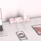 Jgstkcity Desk Clamp Power Strip, 45W Fast Charging Station,4 USB-C, 4 USB-A,1200J Surge Protector,ETL Listed,1875W Extension Cord,Multiple Outlets for Home, Office (Pink, 6 FT Cable)