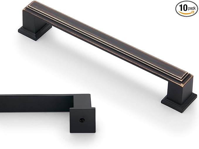 10 Pack 5 Inch(128mm) Hole Center Oil Rubbed Bronze Modern Cabinet Pulls Kitchen Cabinet Handles Kitchen Cabinet Hardware Timeless Drawer Pulls for Dresser Cupboard Wardrobe, ORB(5x10)