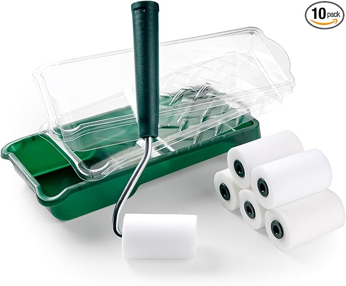 Foam Paint Roller, 2 Inch 10 Pack Small Paint Roller Kit with High-Density Foam Paint Roller, Paint Tray, Paint Tray Liner, Roller Frame, Mini Paint Roller for Painting Corners