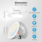 LVWIT 6 Inch LED Recessed Lighting, Slim Can Lights with White Cover, 5CCT Color Selectable, Dimmable Downlight with E26 Conversion Kit, 48 Pack