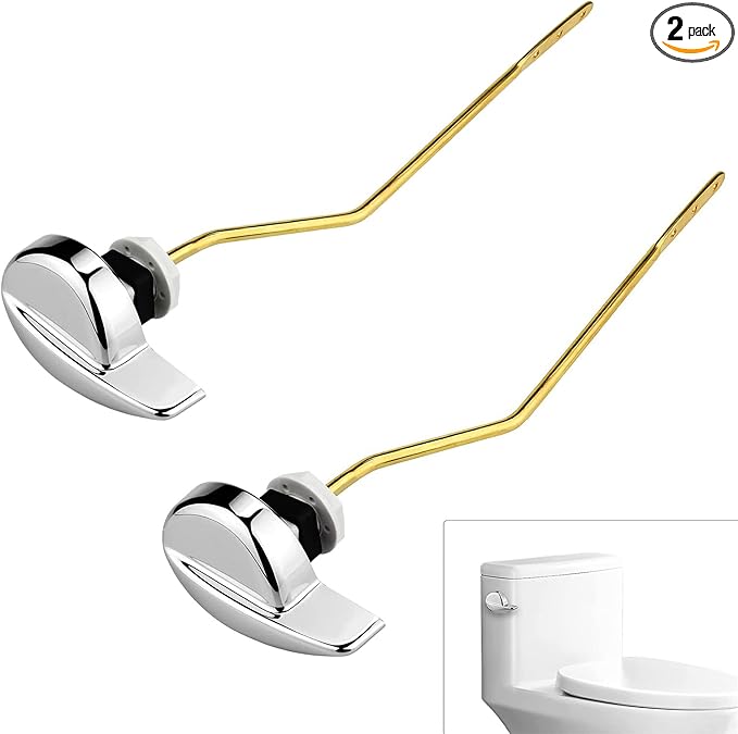 2 Piece Universal Toilet Flush Lever Handle, Side Mount, Brass Material, Corrosion Resistant, Easy Install Tank Replacement