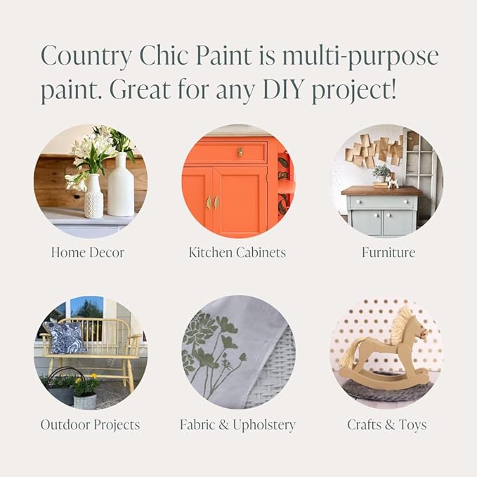 Country Chic All-in-One Chalk Paint for Furniture, Cabinets, Home Decor, Eco-Friendly, Matte Finish, Built-In Primer & Top Coat for Wood, Metal - Poppy (Bright Red) - Quart 32 oz (950 ml)