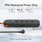Outdoor Power Strip Weatherproof, KPQ IPX6 Waterproof Surge Protector with 4 Wide Outlets, 2 USB A & 1 USB C, 10FT Heavy Duty Extension Cord for Home, Office, Dorm, Patio, FCC UL Listed