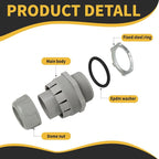 Conduit Connectors, 1-1/2 Inch Liquid Tight Connector NPT Non-Metallic for PVC Electrical Flexible Conduit Fittings, 180 Degree Straight, UL Listed for Home Outdoor Tubes Tools, Grey (2-Pack)