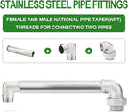 TAISHER 1PCS Stainless Steel Pipe Fittings, 1-1/2" NPT Male x 1-1/2" NPT Female Threaded, 16" Length Nipple Cast Pipe