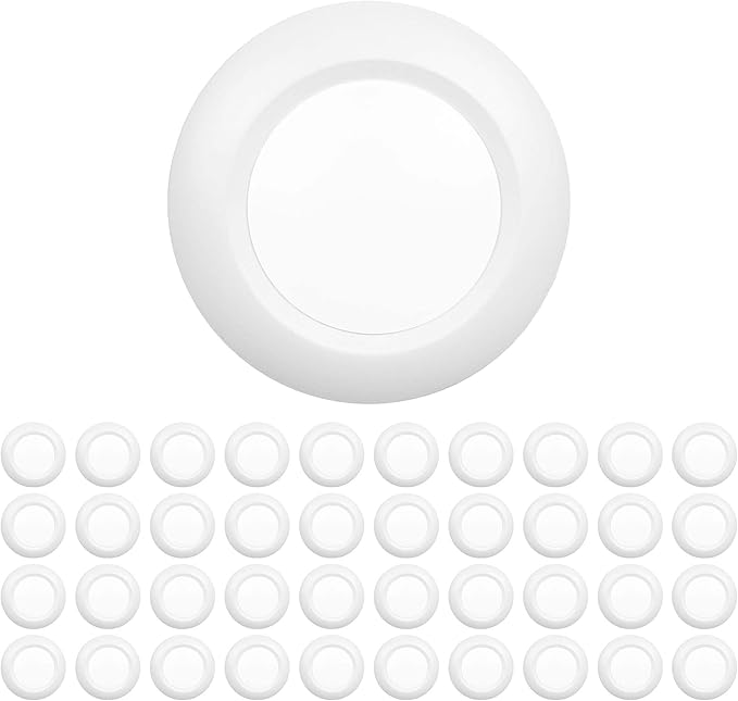 40 Packs 6 Inch LED Low Profile Recessed & Surface Mount Disk Light, Round, 15W, >900 Lumens, 3000K Warm White, CRI80, Driverless Design, Dimmable, ETL Listed, White