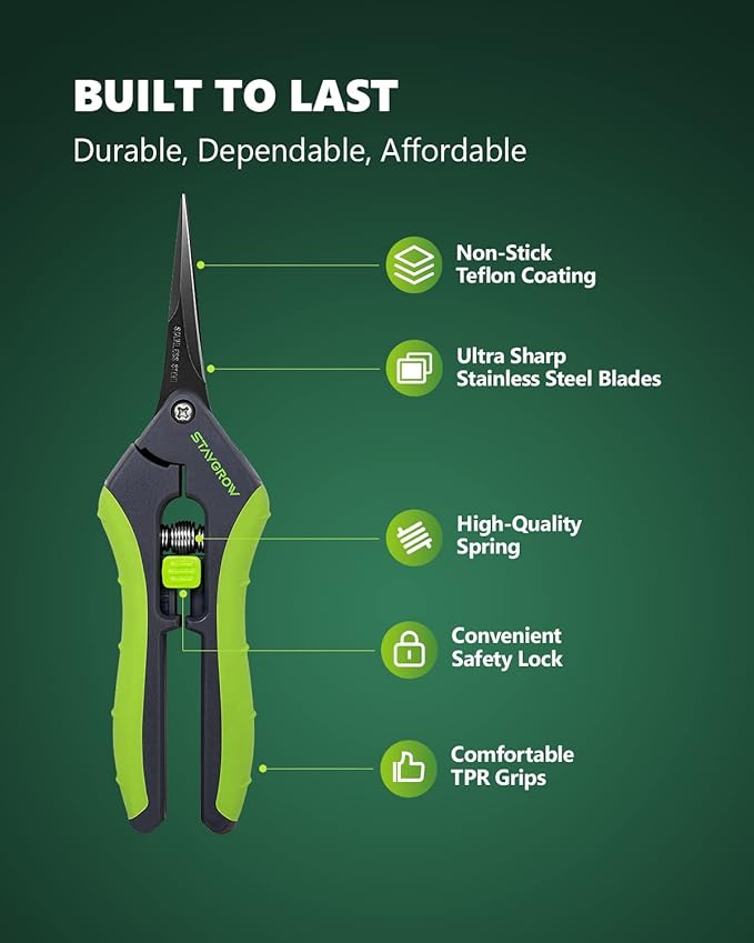 2pcs 6.5" Pruning Shears for Gardening, Ultra Sharp Garden Scissors for Precise Cuts, Stainless Steel Bonsai Clippers with Spring Loaded, 6.5 Inch Garden Shears (1pc Straight & 1pc Curved)