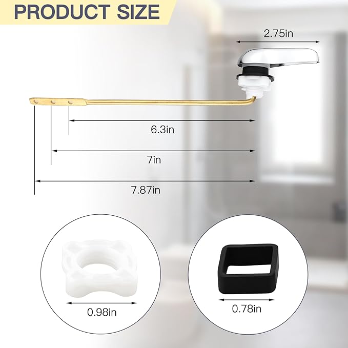 Toilet Handle Replacement,Compatible with American Standard/Mansfield Toilet Tank,Universal Toilet Flush Handle,Front of Toilet Flush Tank Lever Handle,Chrome