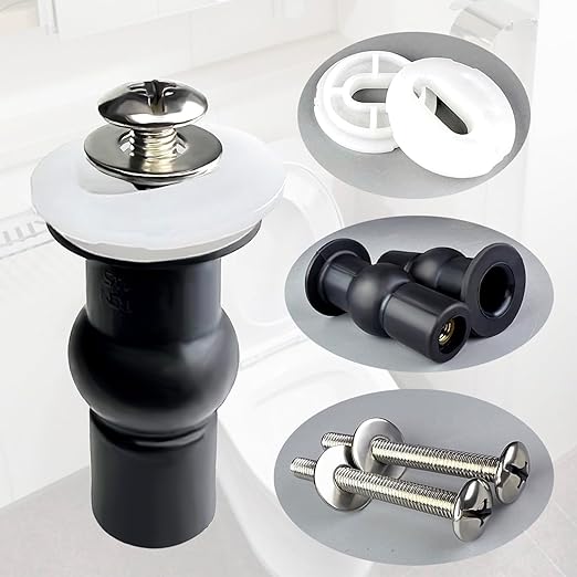4 Pack Universal Toilet Seat Bolts and Hinge Screws, Top Mounting Fixings Kit with Expanding Rubber Top Nuts, Replacement Screws for 14-16mm Hole Toilet Seat Repair
