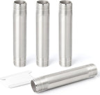 TAISHER 4PCS Stainless Steel Pipe Fittings, 3/4" NPT x 3/4" NPT Male Threaded, 4" Length Nipple Cast Pipe