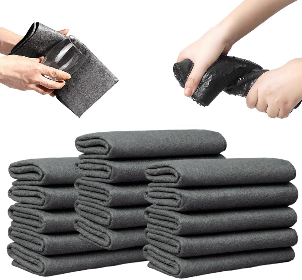 Thickened Magic Cleaning Cloth, 2026 New Reuseable Streak Free Microfiber Cloth Magic Fiber Microfiber Cleaning Cloth, Multipurpose Miracle Rags for Kitchen, Window, Glass, Cars (15pcs, 12x12 in)