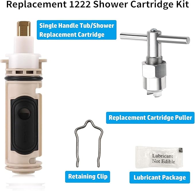 1222 Replacement Cartridge with Puller 104421 for Moen, Compatible with Moen Tub Shower Single Handle Posi Temp Faucet (with lubricating grease)
