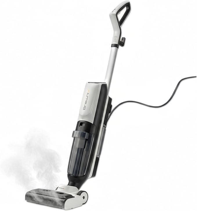 Steam Wet Dry Vacuum | 3-in-1 Steam Mop Picks Up Debris, Deep Scrubs, & Steam Sanitizes All At Once | Auto Self Cleaning | Smart Steam Mop for Hard Floors with Digital Display [White]