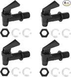 4 PCS Replacement Cooler Faucet Spigot, Leakproof Plastic Tap Set for Beverage Dispensers, Water Coolers & Jug, Black Multi-Use Water Spigot