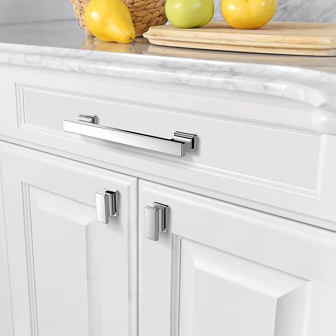 Asidrama 10 Pack 5 Inch(128mm) Polished Chrome Kitchen Cabinet Handles, Cabinet Pulls Kitchen Cabinet Hardware for Cupboard Drawer Pulls