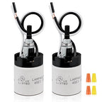 UL Listed Porcelain E26 Lamp Socket with 6'' Wire Lead, High Temp Resistant, Rotary Knob ON/Off Switch with 2 Wire Connectors Nuts for DIY Table Lamp,Pendant Light Replacement (2)