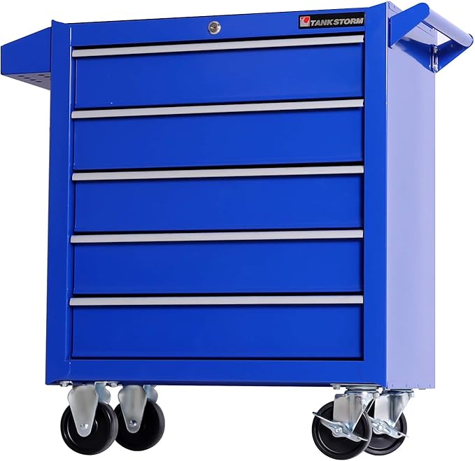 Tool Chest Heavy Duty Cart Steel Rolling Tool Box 5 Drawer Cart (TZ35 Blue)