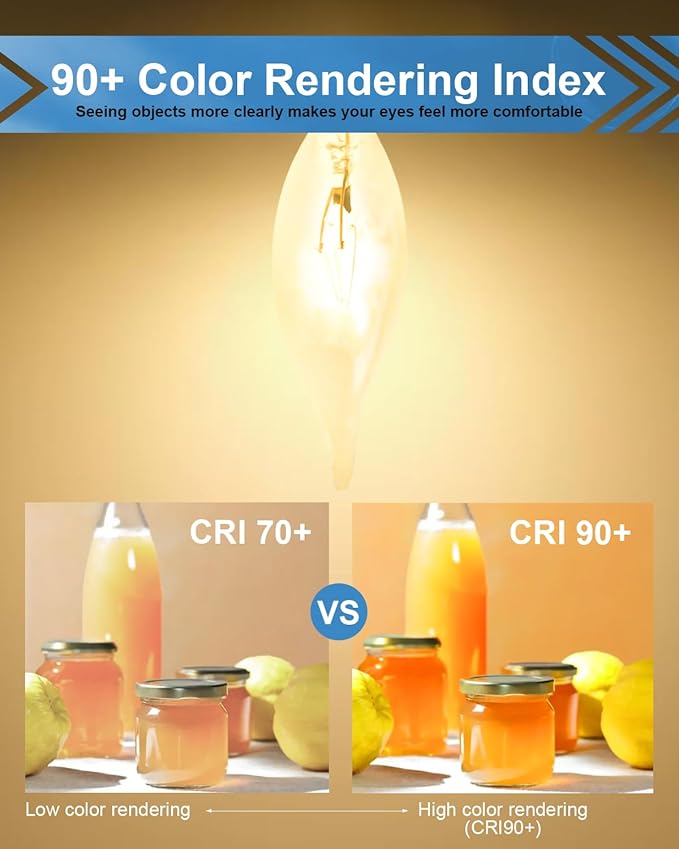 E12 B10 Clear Candle Base Bulb with Warm White 2700K, 40W Candelabra Light Bulbs, 400 Lumen Dimmable, 120V Incandescent Chandelier Light Bulbs for Pendants, Ceiling Fan, Wall Sconces (12-Pack)