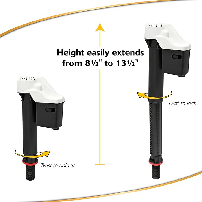 Korky 818BP QuietFILL Universal Toilet Fill Valve and Premium Flapper Easy to Install and Quiet-Made in USA, 2 Inch, Black