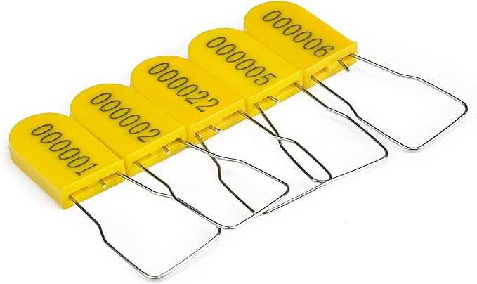 100PCS Plastic Padlock Security Seals Metal Wire Padlocks Electric Meter Seal Disposable Anti-Tamper Lock Numbered Anti Tamper Tag Hasps Yellow