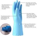 Alimat PluS 4PCS Reusable Cleaning Gloves Latex Free, Dishwashing Gloves with Cotton Flock Liner and Embossed Palm, Waterproof Household Rubber Gloves for Laundry, Gardening(Medium, Blue+Purple)