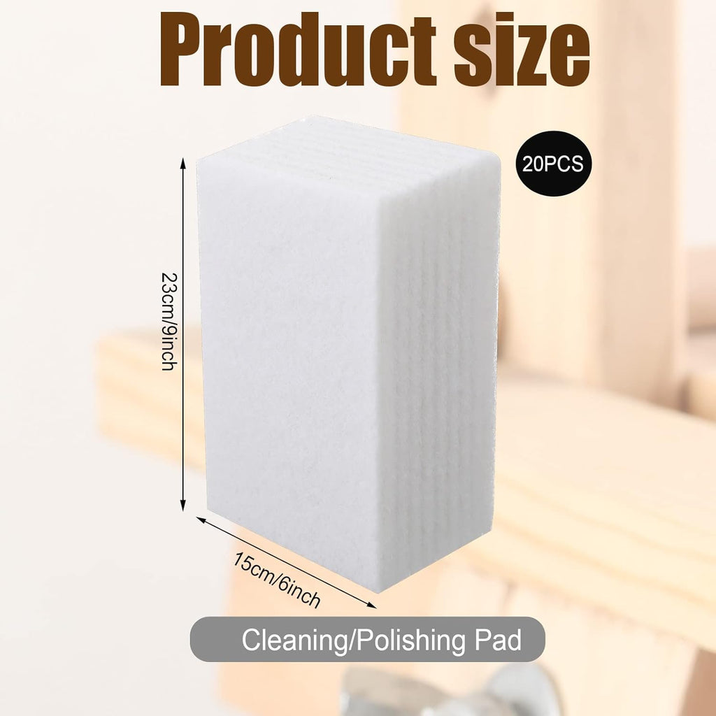20 Pieces White Scrubbing Pad Non Scratch Scouring Pads Non Woven Scouring Sponge Multipurpose Abrasive Multi Surface Scrubber for Cleaning Polishing(6 x 9 Inch)