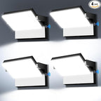 Juyace 120W LED Wall Pack Light Dusk to Dawn Outdoor Lighting Exterior Fixtures 360 °Rotation 5000K for Garage Yard Barn Area 4 Pack