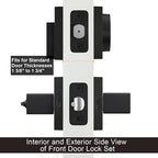 Haidms 2 Packs Black Exterior Door Lock Set with Deadbolt, Matte Black Front Door Handle and Deadbolt Set, Entry Door Locksets, Heavy Duty Zinc-alloyed Front Door Lock Set