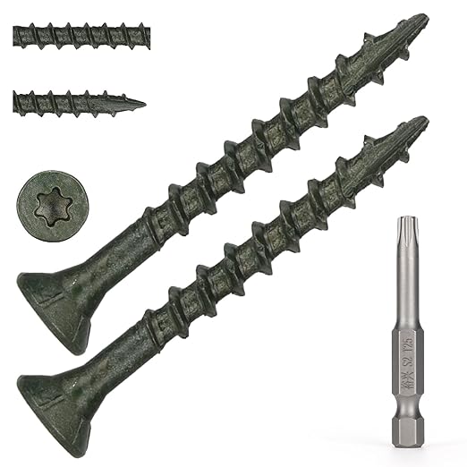 Wood Screws #8 x 1-5/8’’, T25 Star Torx Drive Flat Head Deck Screws, Green, 154Pcs (1lb)
