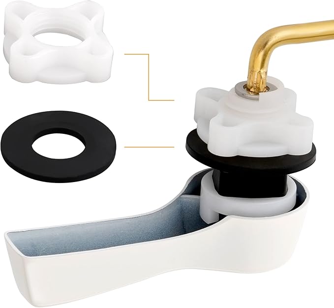 Hibbent 2 Pack Universal Side Mount Toilet Handle Angle-Mount Adjustable Trip Lever Tank Flush Lever Replacement Handle with 2 Pieces Stainless Steel Flapper Chains for Most Side Mount Toilets, White