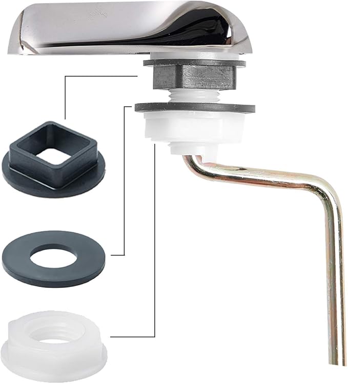 Toilet Handle Replacement Kit, Chrome Finish Side Mount Toilet Trip Levers with Seal Gasket and Nut, 2Pcs Stainless Steel Flapper Chains, Universal Replacement for Most Side Mount Toilets