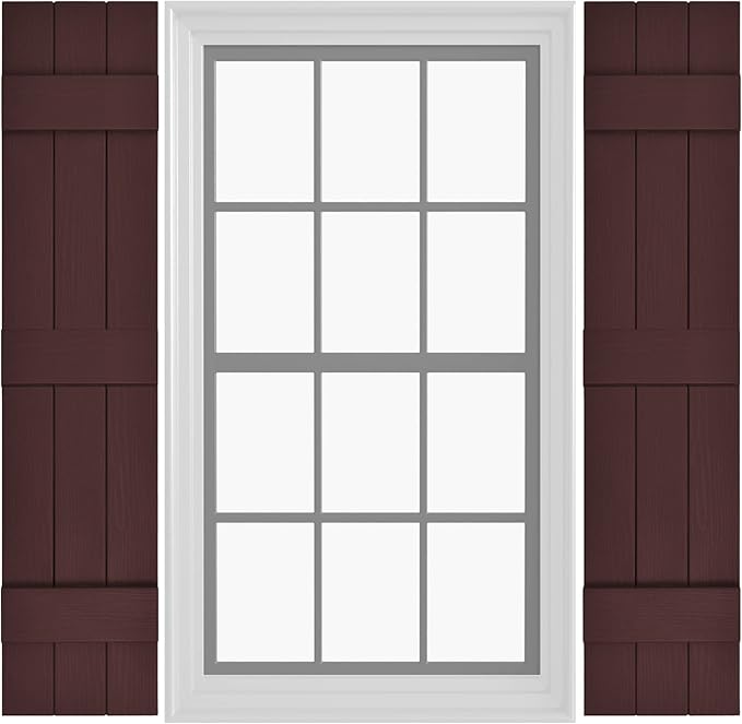Board & Batten Vinyl Shutters (1 Pair) | 11"x67" (3-Board) - Dark Cherry Mocha | Exterior Window Shutters | Includes Mounting Hardware | Simple Installation | Made in USA