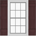 Board & Batten Vinyl Shutters (1 Pair) | 11"x81" (3-Board) - Dark Cherry Mocha | Exterior Window Shutters | Includes Mounting Hardware | Simple Installation | Made in USA