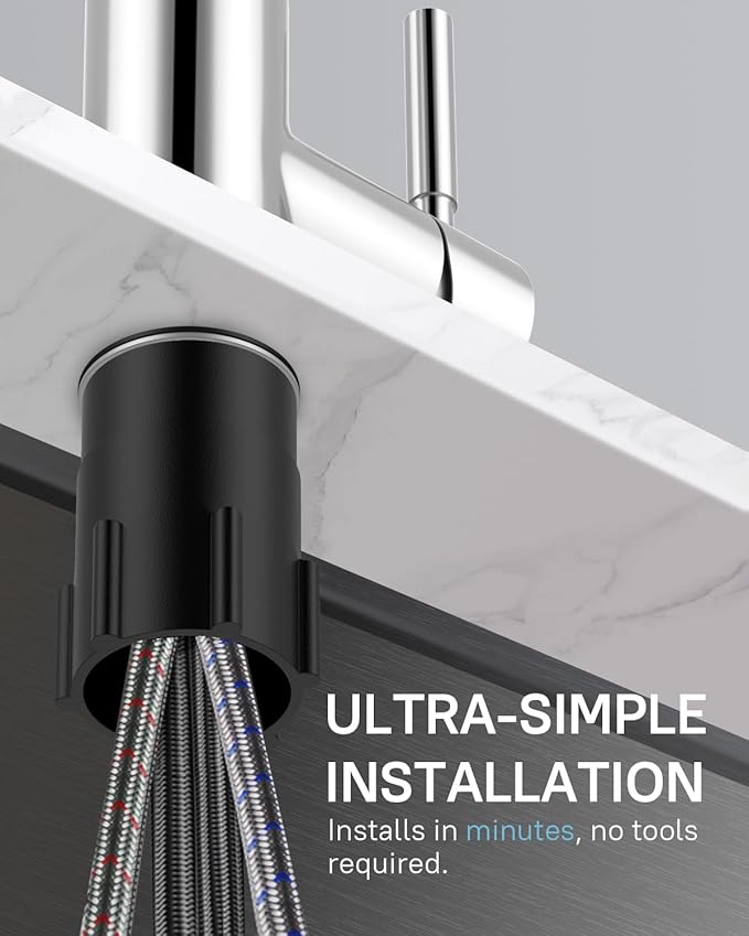 WEWE Kitchen Faucets with Pull Down Sprayer, Stainless Steel Single Handle 1 Hole for Family Kitchen Commercial Camper Laundry Rv Bar, Polished Chrome