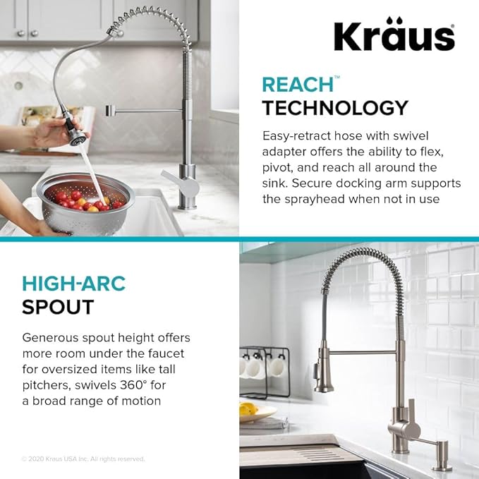 KRAUS Britt 2nd Gen Commercial Style Pull-Down Single Handle Kitchen Faucet in Spot Free Stainless Steel, KPF-1691SFS