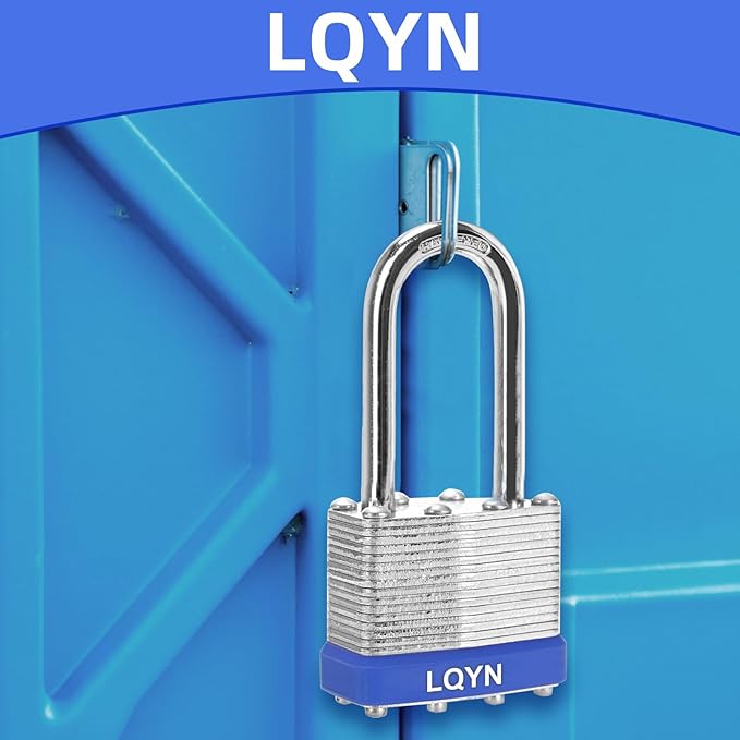 Padlocks with Same Key, LQYN 60 Pcs Laminated Keyed Padlock (1-9/16", 40mm), Keyed Alike Locks, Long Shackle, for Storage Locker, Hasp Latch, Toolbox, Sheds