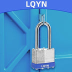 Padlocks with Same Key, LQYN 48 Pcs Laminated Keyed Padlock (1-9/16", 40mm), Keyed Alike Locks, Long Shackle, for Storage Locker, Hasp Latch, Toolbox, Sheds