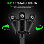 Flexible Drill Bit Extension Set with Right Angle Attachment, 360° Rotatable 1/4 3/8 1/2" Impact Grade Socket Adapter Sets for Cordless Drill & Screwdriver, Power Drill & Driver